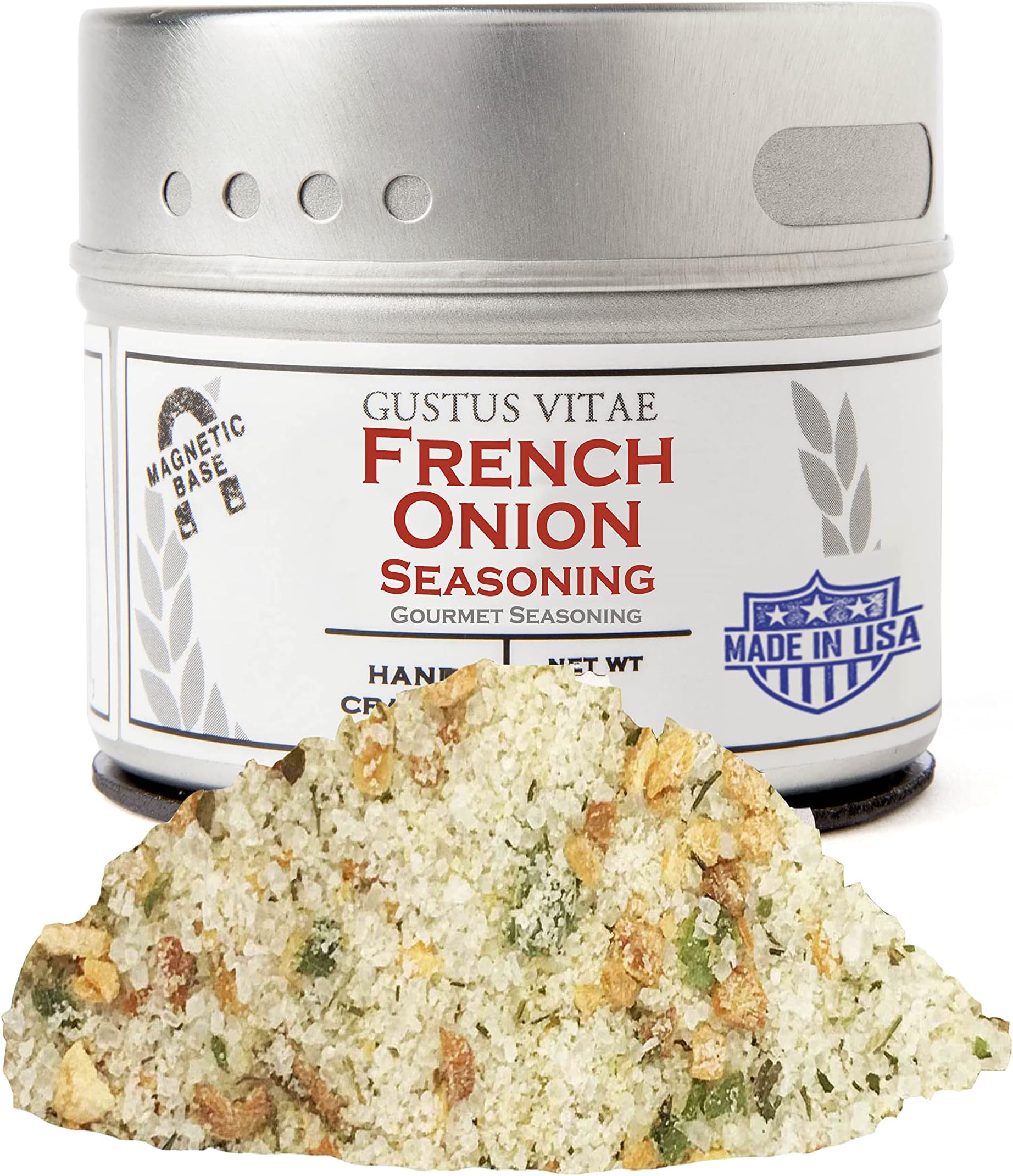 French Onion Seasoning | Authentic Artisanal Spice Mix | All Natural, Non GMO | Hand Crafted, Small Batch | Made in USA | Ultra Premium, Sustainably Sourced Spices | GLP-1 Friendly Seasoning | No MSG | Magnetic Tin | Gustus Vitae | #26