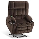 Oversized Power Lift Recliner Chair for Elderly, Dual Motor Lift Chair with Heat and Massage, Lay Flat Lift Chair for Big and Tall, Cup Holders, Fabric R7891 (Oversize, Mocha)