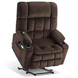 Oversized Power Lift Recliner Chair for Elderly&comma; Dual Motor Lift Chair with Heat and Massage&comma; Lay Flat Lift Chair for Big and Tall&comma; Cup Holders&comma; Fabric R7891 &lpar;Oversize&comma; Mocha&rpar;