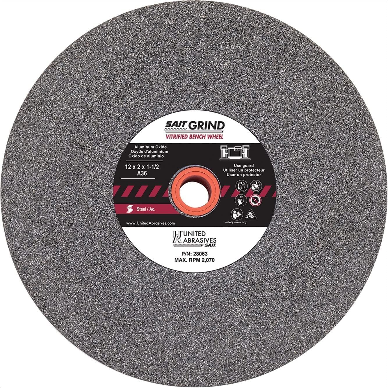 United Abrasives- SAIT VW 7 X 1 X 1 A36X Bench Grinding Wheel (QTY: 1), Multi, 28013