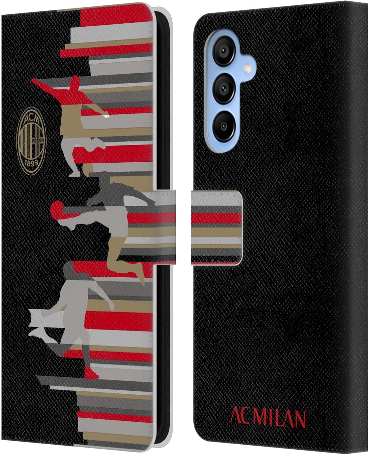 Head Case Designs Officially Licensed AC Milan Silhouette Adults Leather Wallet Case Compatible with Samsung Galaxy A16 5G