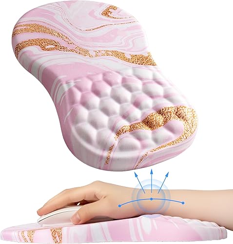 Alfombrilla de mouse ergonómica con soporte para muñeca, alfombrilla de mouse artística marmoleada con reposamuñecas para túnel carpiano,