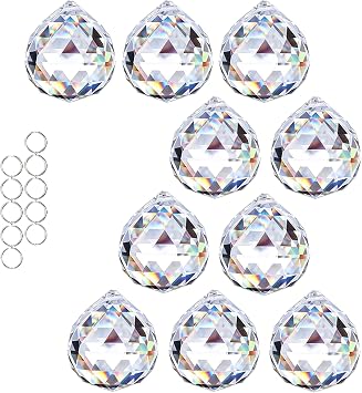 10Pack 40mm/1.57 Crystal Ball Prism Suncatchers for Window Hanging,Clear | K9 Crystal,Rainbow Maker,Sun Catcher Indoor Window,Beads For Suncatcher,Prisms Suncatcher,Home Garden Decor Gift For Women