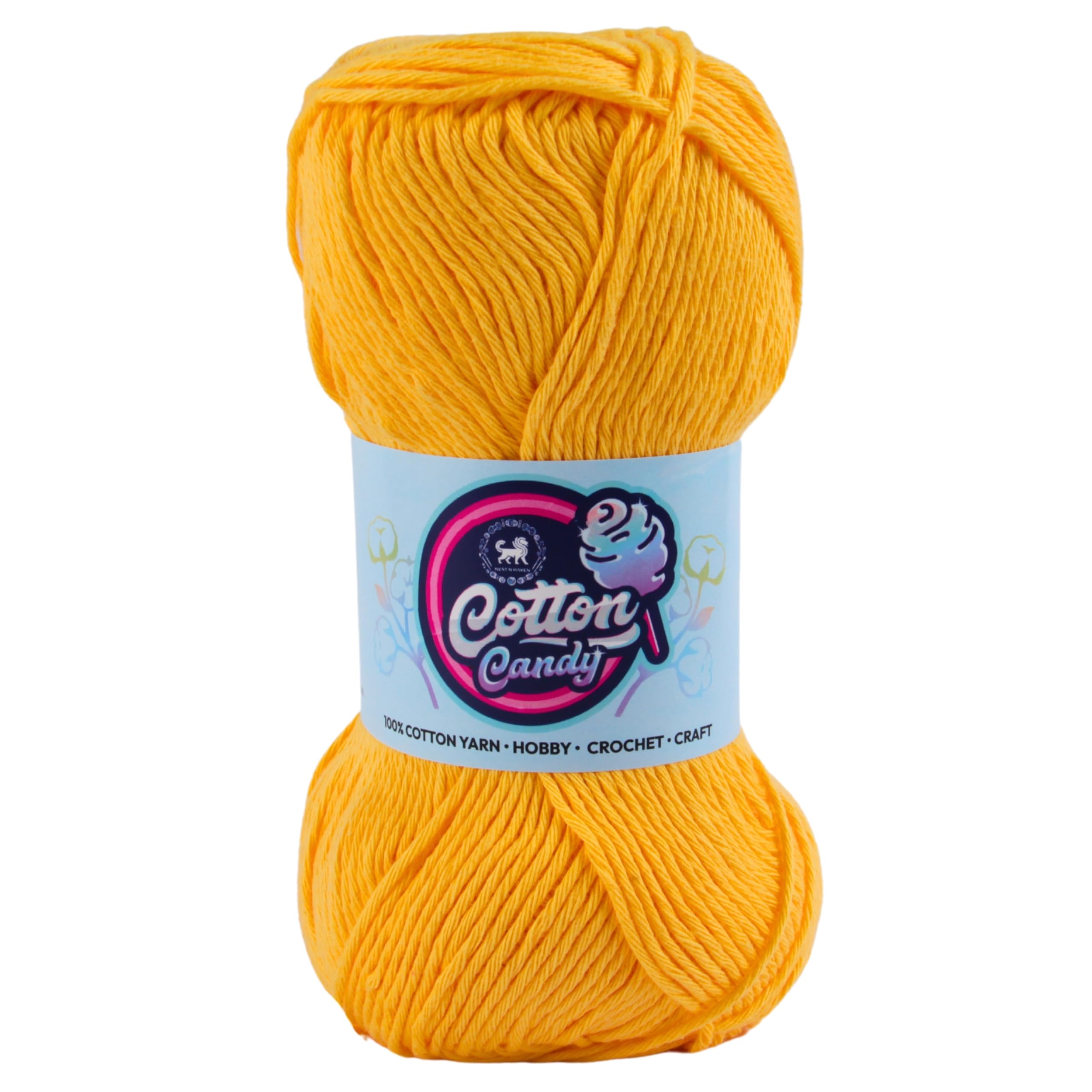 NESTNHAVEN Cotton Candy 100% Cotton Yarn - (100g, 185 Meters) - Luxury Yarn for Crochet, Amigurumi, Embroidery, Toys, Garments, Flowers and Hobby, Projects. (Sunset Yellow)