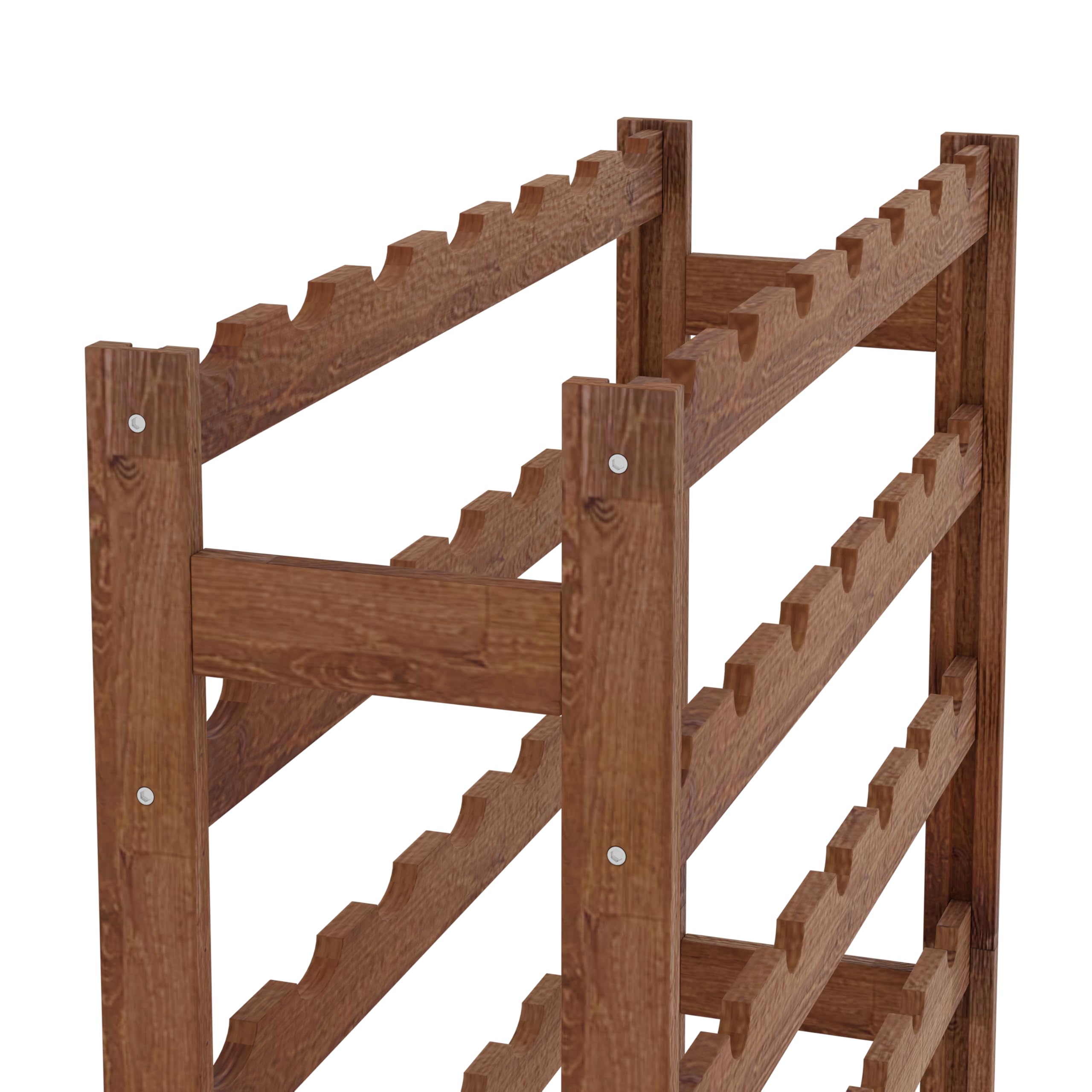 Lenmar Portabottiglie in legno per bottiglie marrone, RW-1, portabottiglie, cantina, mensole, portabottiglie RW-1-91, 198 x 72,5 x 25, 13 lettini, 91 bottiglie