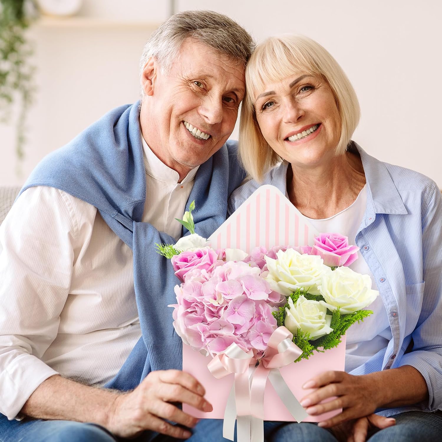 10 Pcs Florist Bouquet Envelope Boxes,Pink Stripe Style Flower Bouquet Package Gift Folding Paper Boxes for Florist Arrangements, Weddings, Birthdays, Mother's Day,Parties,9.05 x 3 x 13.7 Inch - Image 5