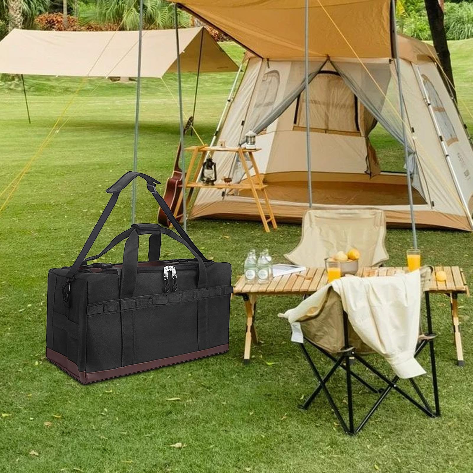 Torba na kemping do przechowywania Wytrzymały worek-pojemnik z organizerem | Organizer kuchni polowej Na outdoorowe przygody, survival, przenośną kuchnię, samochód, etui na