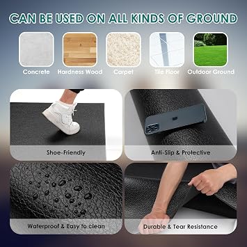 Large Exercise Mat, 8' x 6'/8' x 4'/6' x 4' Extra Durable Workout Mats for Home Gym Flooring, High-Density Gym Mats Cardio Mat for Jump Rope, MMA, Stretch, HIIT, Shoe-Friendly, Non-Slip, Non-Toxic