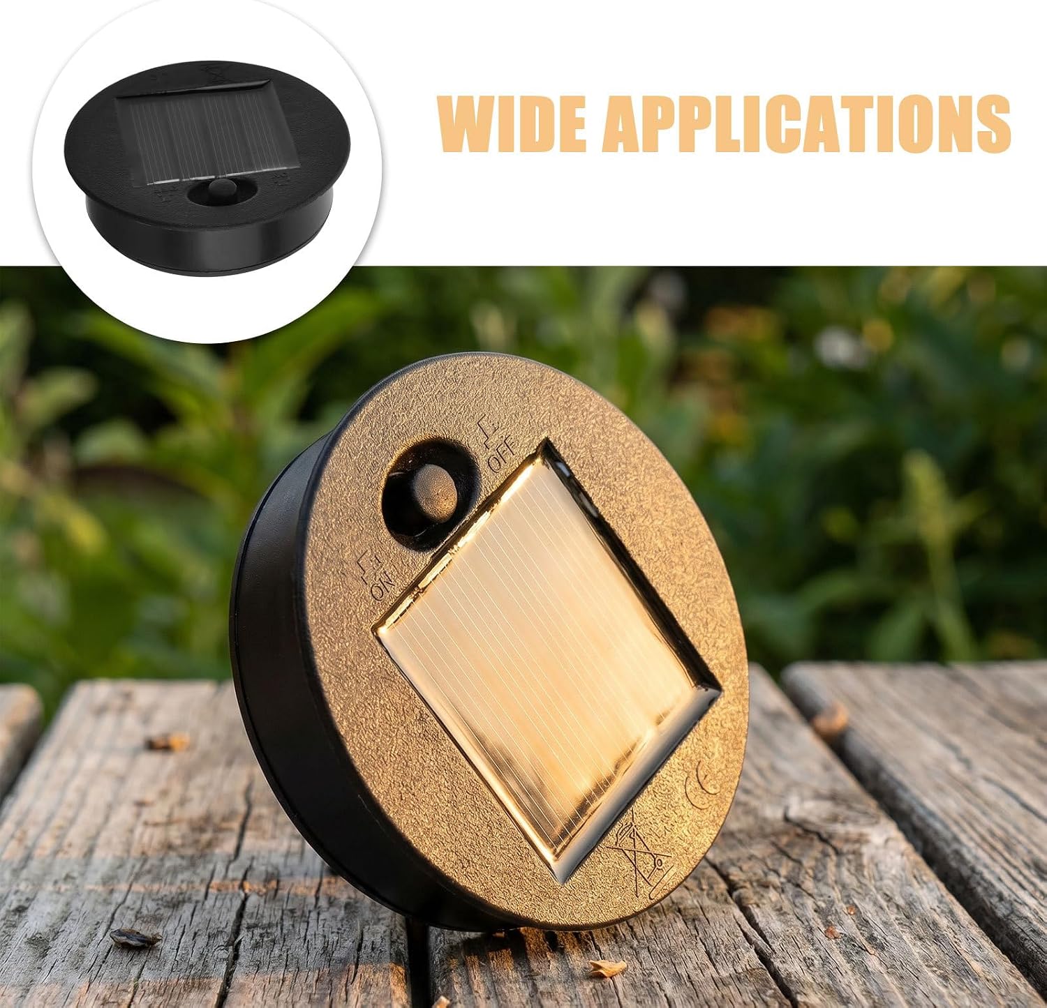 KICHOUSE 2pcs Replacement Waterproof Solar Light Tops - Solar Lantern Replacement Top (Upper 3.35 Inch, Bottom 2.95 Inch) for Garden Hanging Lamp Fixture Parts image 3