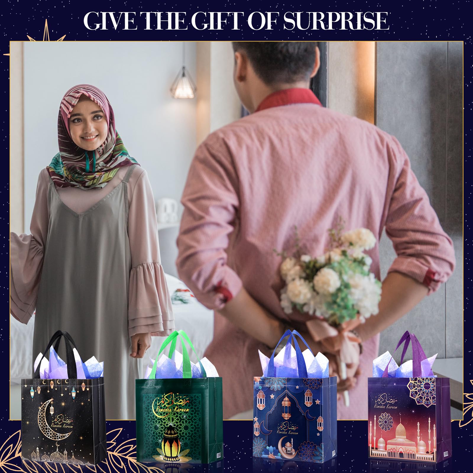 12pcs Ramadan Gift Bags Non-Woven Gift Tote