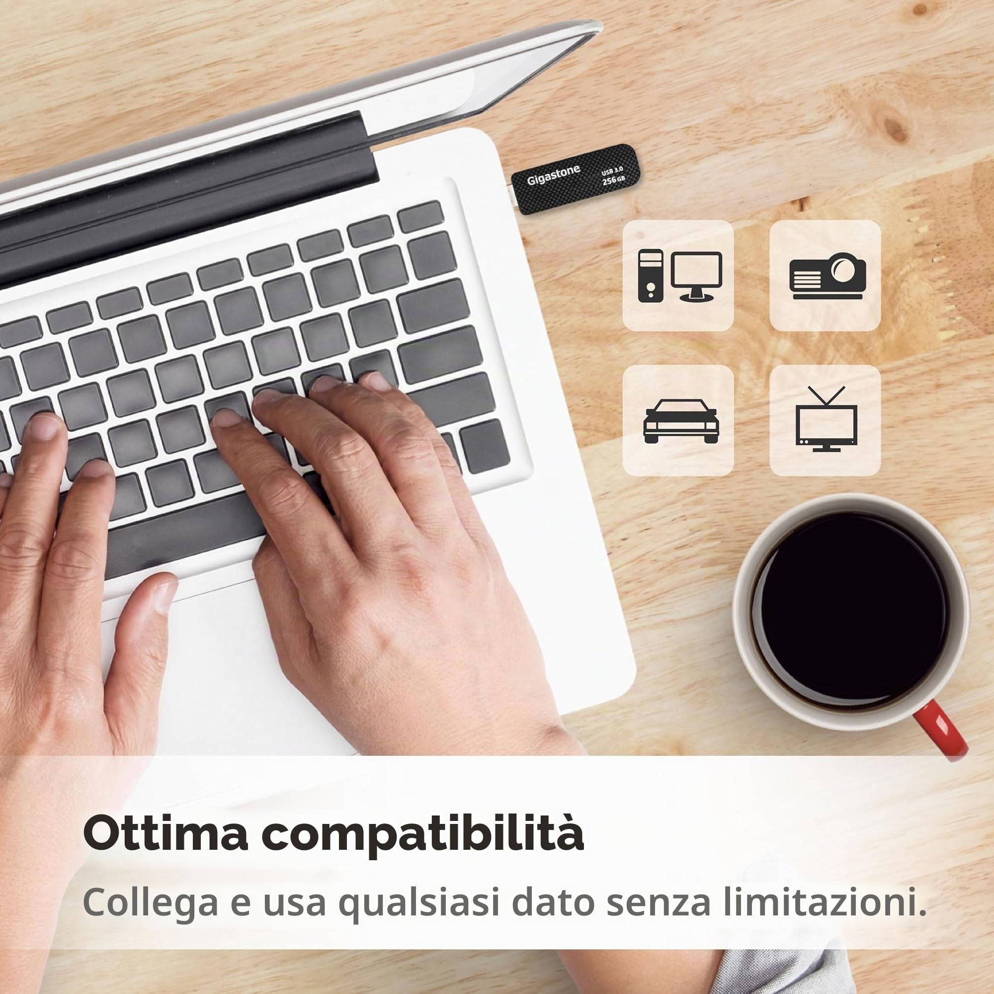 Gigastone Chiavetta USB 256 GB Set da 2, Z30 USB 3.2 Gen 1 Professional Serie, Senza cappuccio con design retrattile, compatibile con interfaccia USB 2.0 / USB 3.0 / USB 3.1