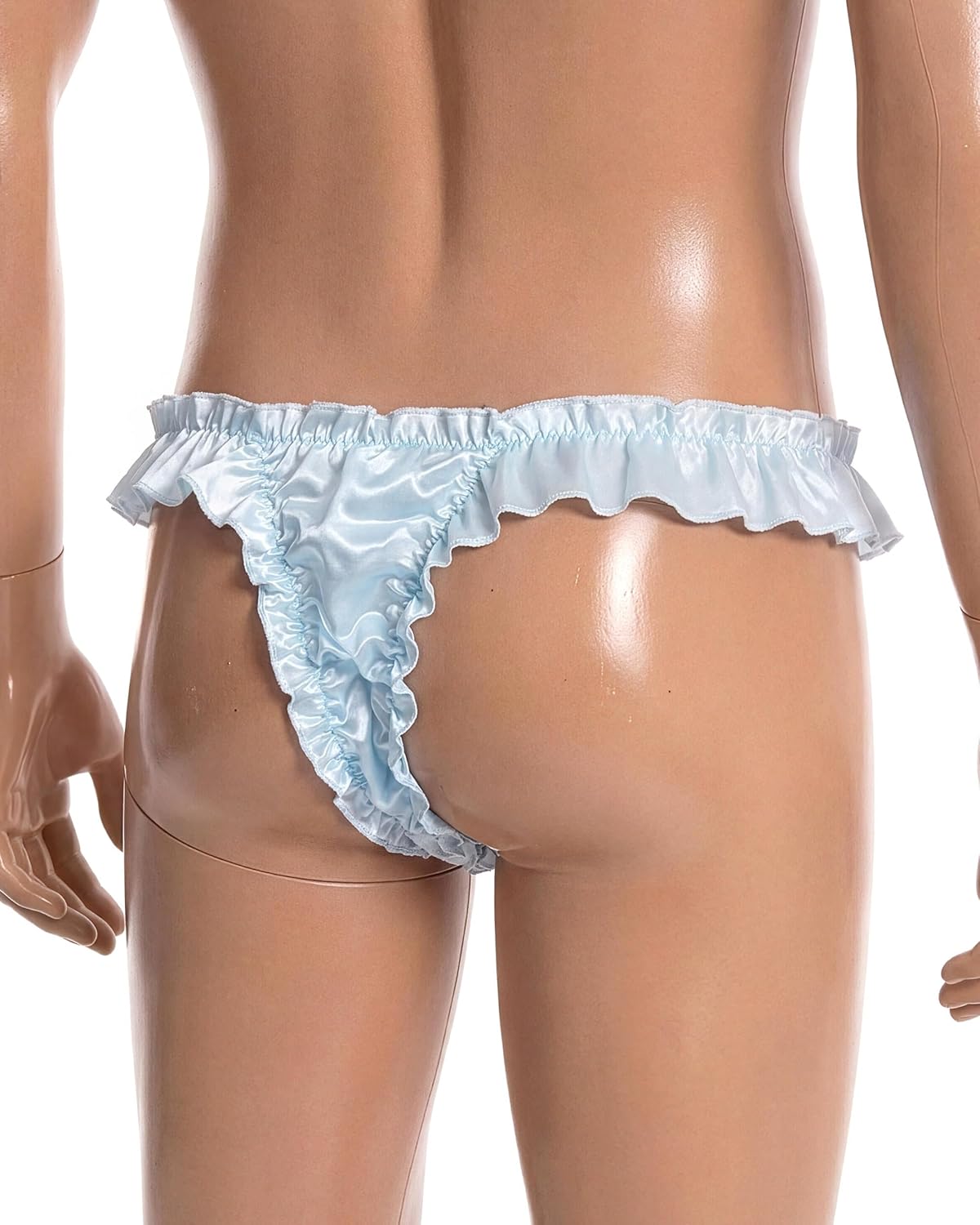 Satini Men's Satin Ruffle Low Rise Sissy Thong Tanga Knickers Briefs Panties - Image 4