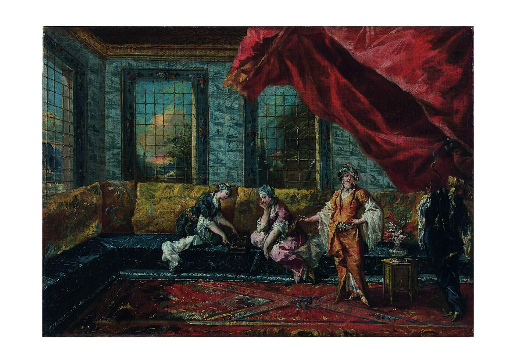 Affiche d'art Two Odalisques Playing Mancala Francesco Guardi qualité musée papier mat