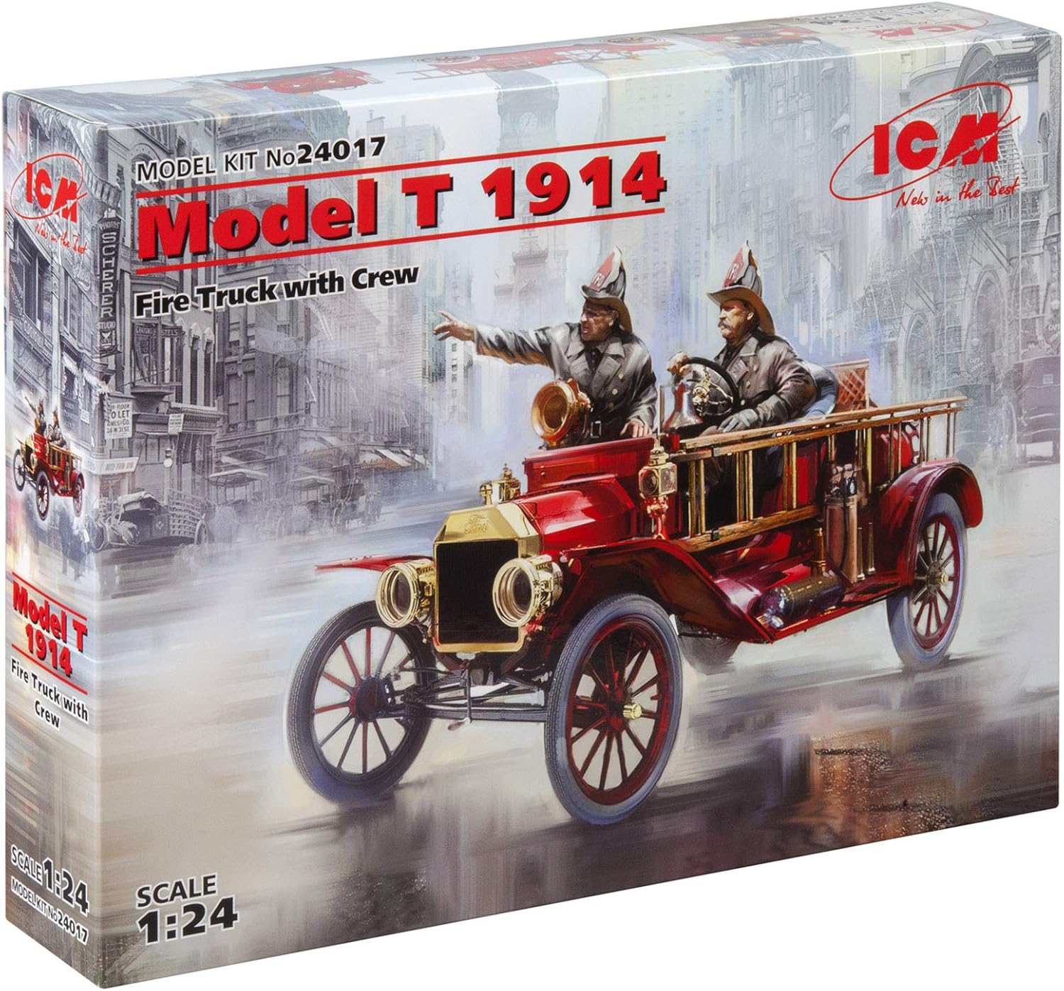ICM 24017 - Plastic Vechicle Model T 1914 Fire Truck with Crew - Scale 1:24