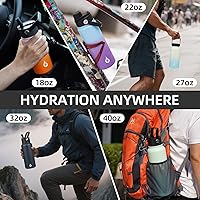 Vista 6 de BJPKPK - Botellas de agua aisladas con tapa de popote, botella de agua de acero inoxidable de 27 onzas con 3 tapas, termo de metal libre de BPA a