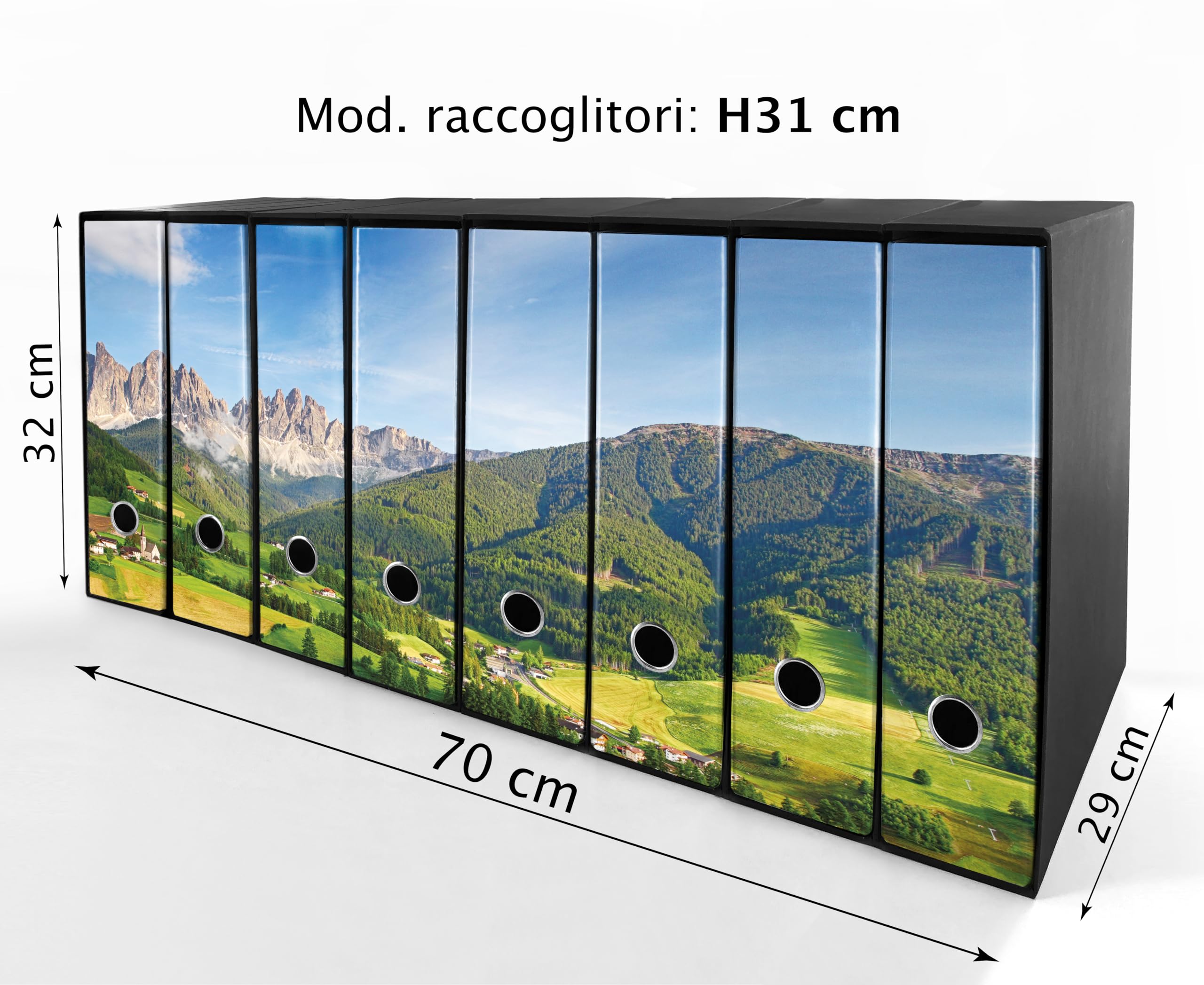 Set da 8 raccoglitori ad anelli SCENARIO ALPINO - Faldoni SHAREPRINTING (H31 con 4 anelli)