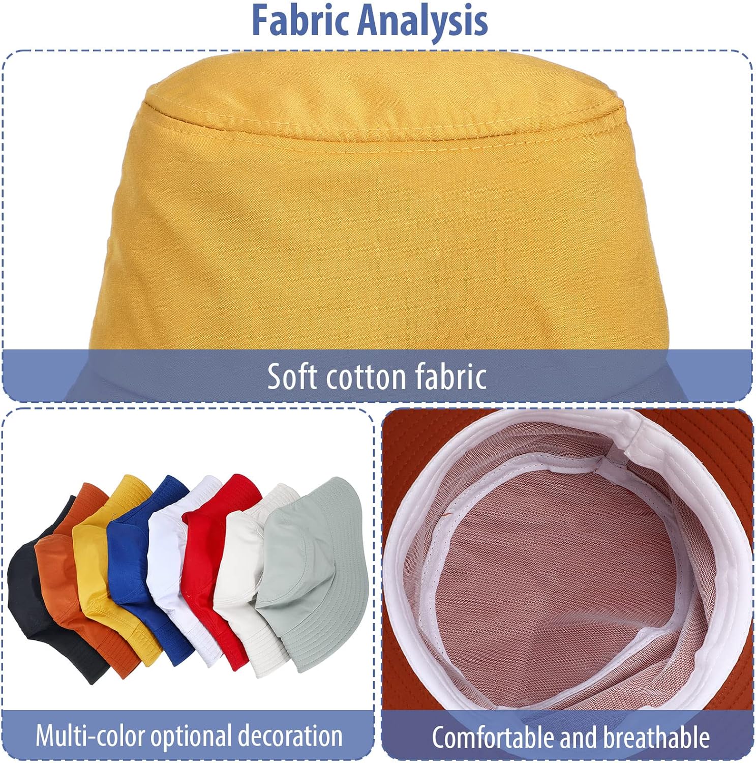 Geyoga 8 Pack Cotton Bucket Hat Foldable Packable Fishing Hat Beach Cap for Kids Teen Girls Women Men - Image 5