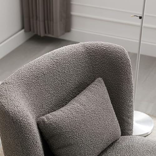 Miniatura 7 de Silla giratoria de barril  Silla redonda giratoria de tela de peluche de 360 grados con almohada  Sofá cuadrado giratorio Boucle individual para