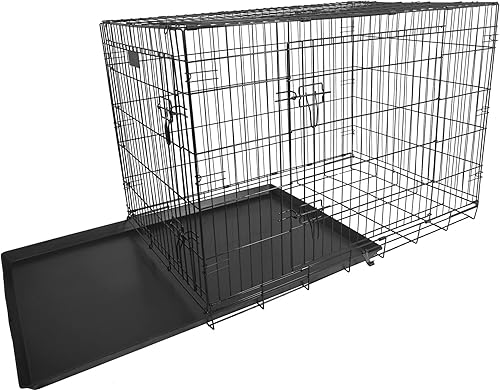 Vista 16 de Elevon Jaula plegable para perros de doble puerta con pista a prueba de fugas, 30 pulgadas