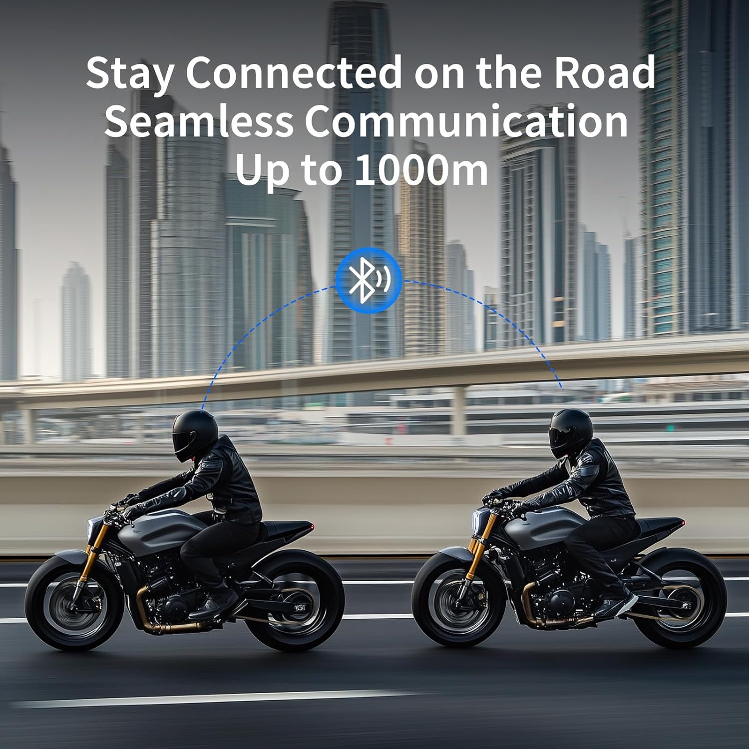 Two motorcyclists communicating via Spovii H9 intercom