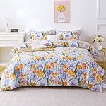 Mooreeke Duvet Cover Full Size, 3 Piece Boho Montage Floral Duvet Cover Set with Zipper Closure, Soft & Breathable Microfiber Botanical Patterns Bedding Set with 4 Corner Ties and 2 Pillow Shams