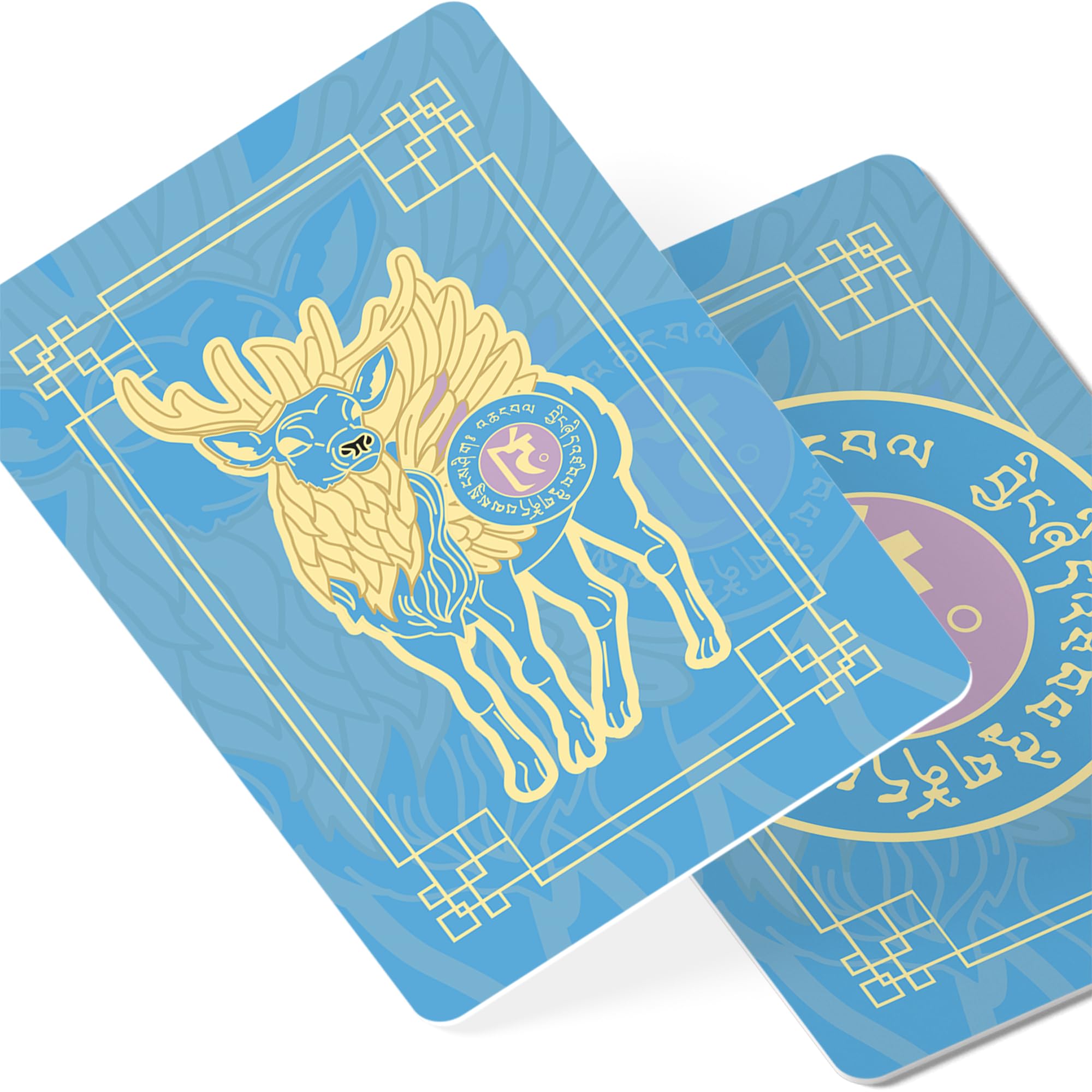 Sky Deer Spirit Essence Amulet Card, Feng Shui Symbol of Vitality and Rejuvenation, Feng Shui Gift, Pocket-Sized Talisman Card, New Chinese Year Gifts, Made in USA (2 Pack)