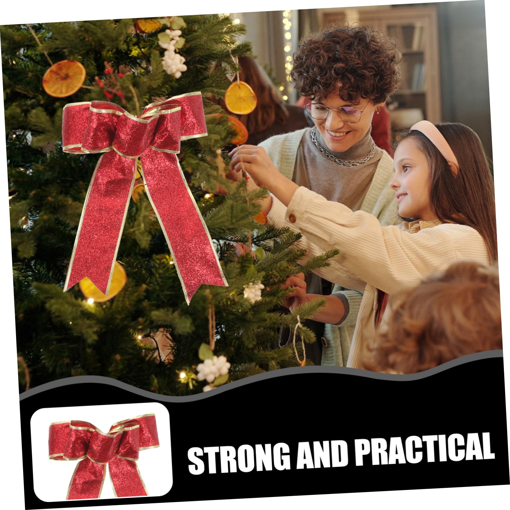 KOMBIUDA 25pezzi Fiocco Decorativo di Stoffa Natalizio da Bows Glitterati per Decorazioni di Alberi di Natale e Regali Rosso per Atmosfere Festive e Arredamento Natalizio