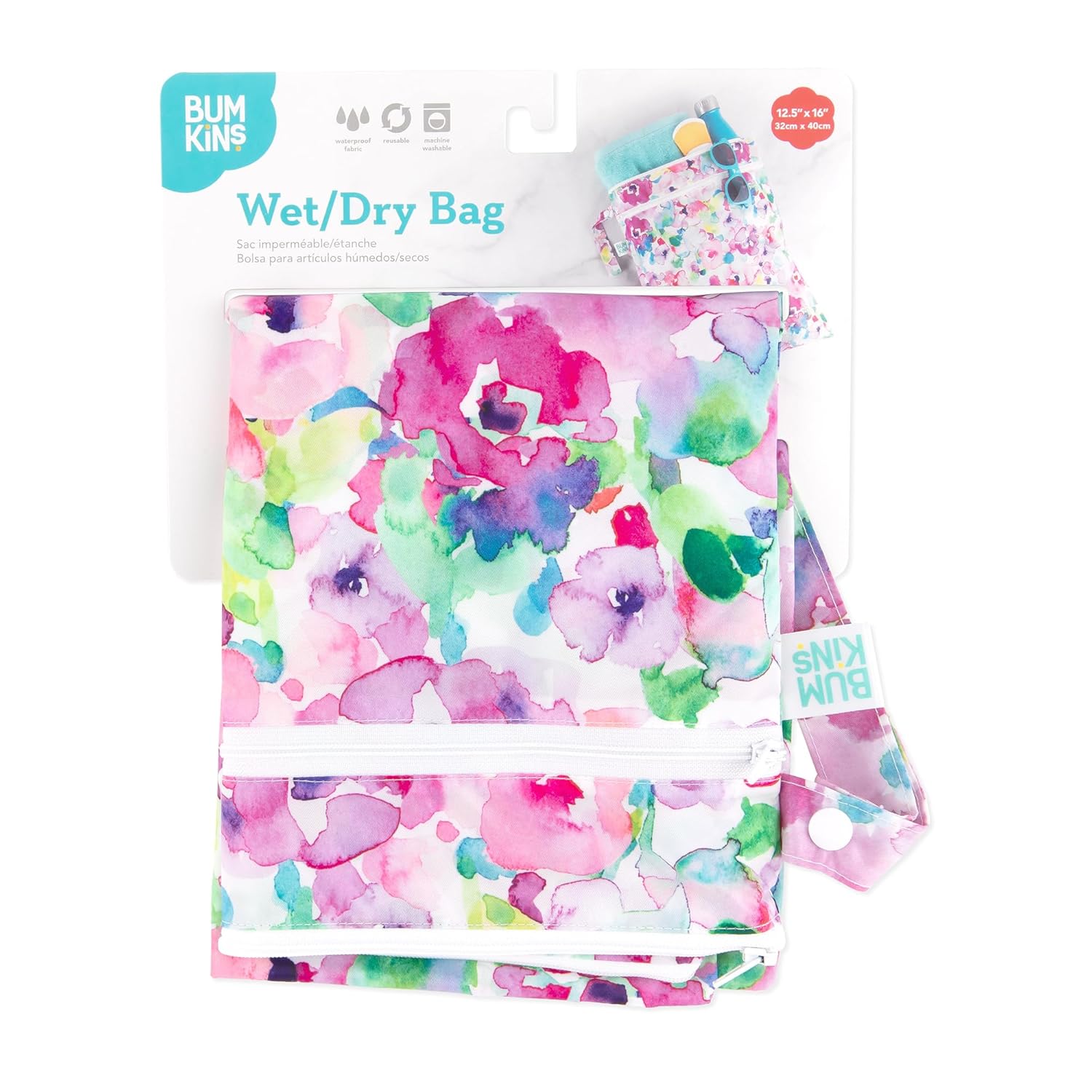 Bumkins Waterproof Wet Dry Bags for Baby, Travel, Swimsuit, Cloth Diapers, Pump Parts, Gym Clothes, Toiletries, Strap to Stroller, Zipper Reusable Bag, Packing Pouch : Baby