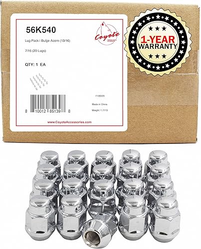 Vista 20 de Wheel Accessories Parts 20 tuercas hexagonales de 7/16 a 20 hilos de 1.378 in y 1.38 pulgadas de largo, para muchos vehículos clásicos Chevrolet