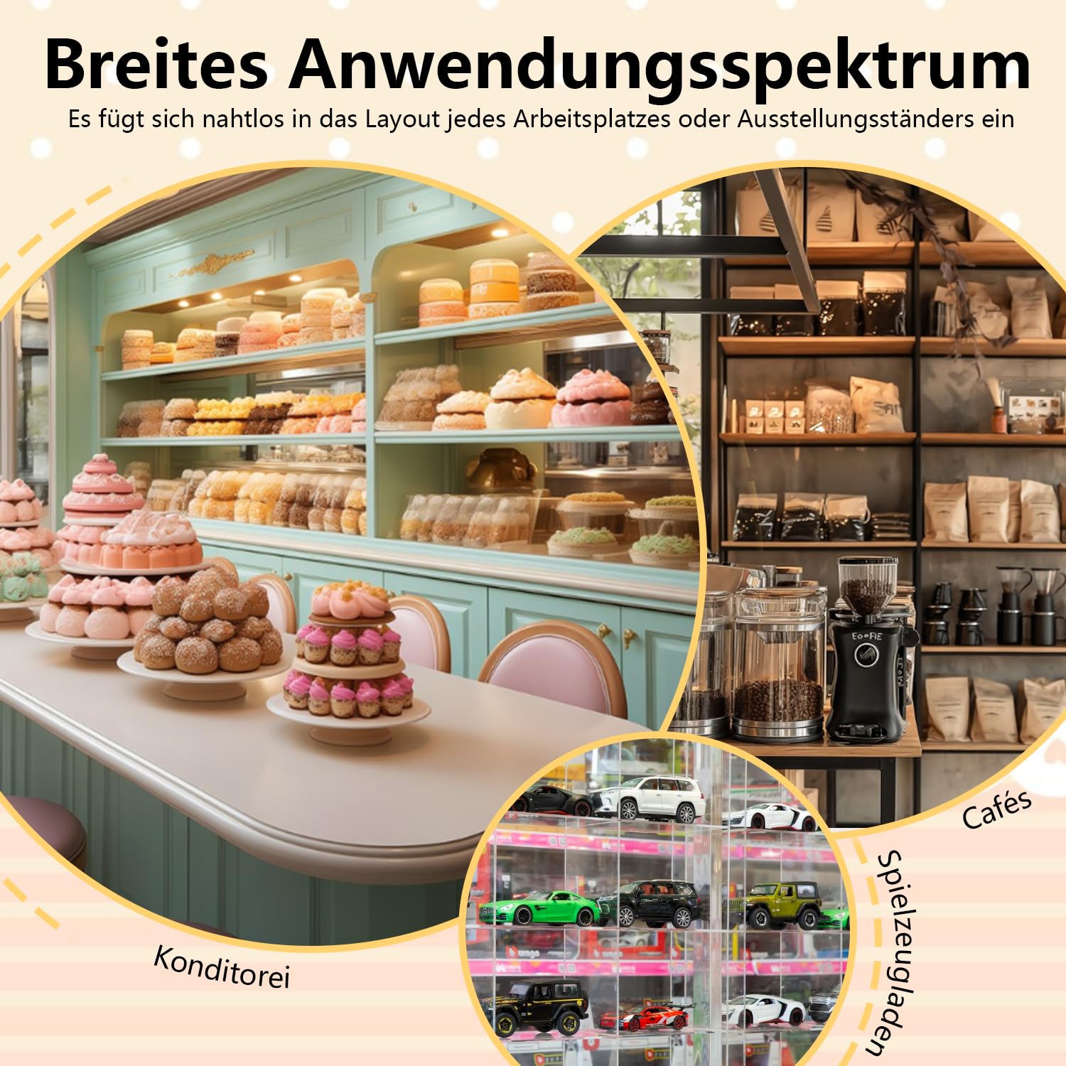Acryl Vitrine für Gebäck, 3-stöckige Transparent Brotkasten Kommerzielle Bäckerei Vitrine 19,09" x 18.5" x 8.86", Konditorei Vitrine für Cupcakes Kekse Brot Minikuchen Donut