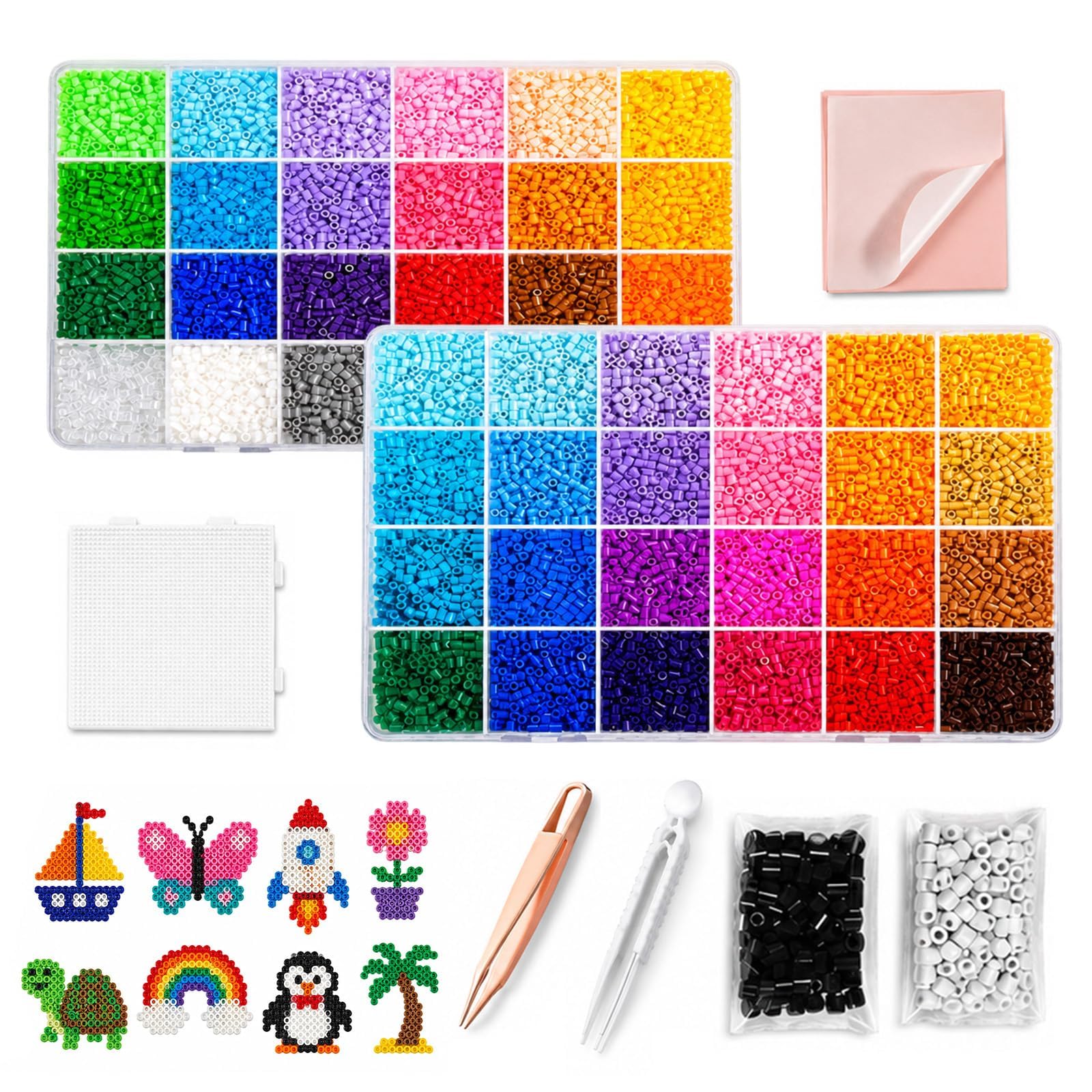 Guttiuaa Fuse Beads Kit, 48 Colors 18800Pcs 2.6mm DIY Art Craft Fuse Bead