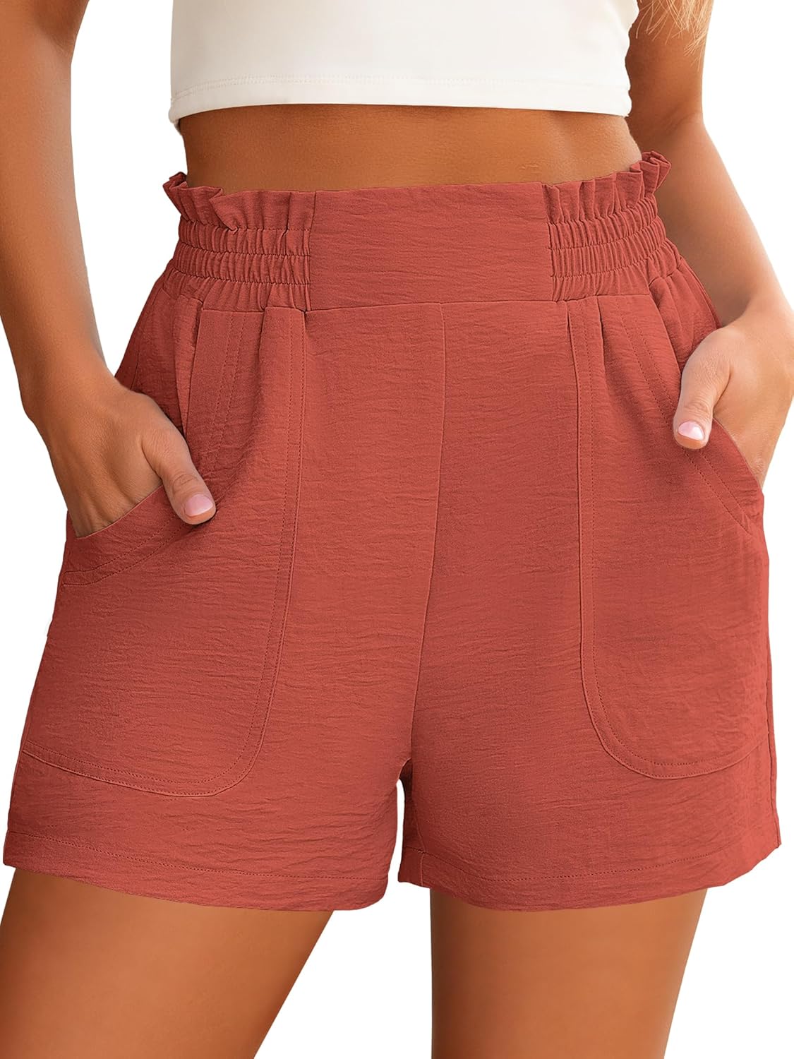 ANRABESS Shorts for Women Summer Casual Elastic High Waisted Wide Leg Cute Dressy Beach Shorts 2026 Vacation Beach Clothes