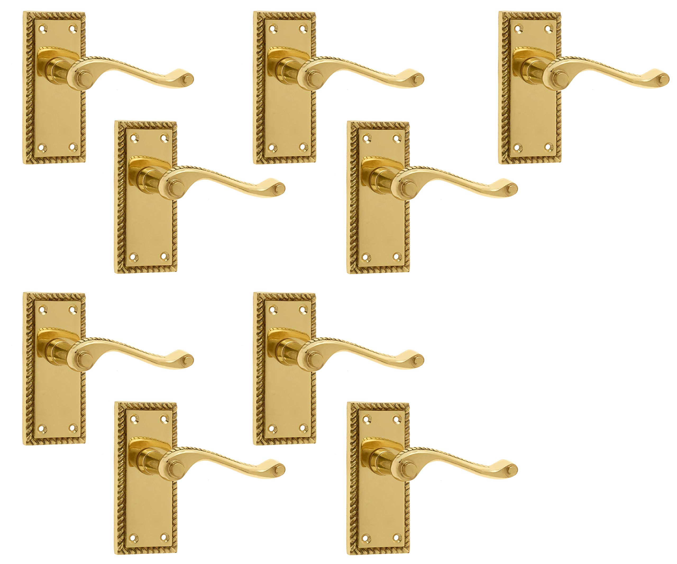 Frelan JG2 Georgian Brass Lever Latch Door Handles 112 x 48mm (9)