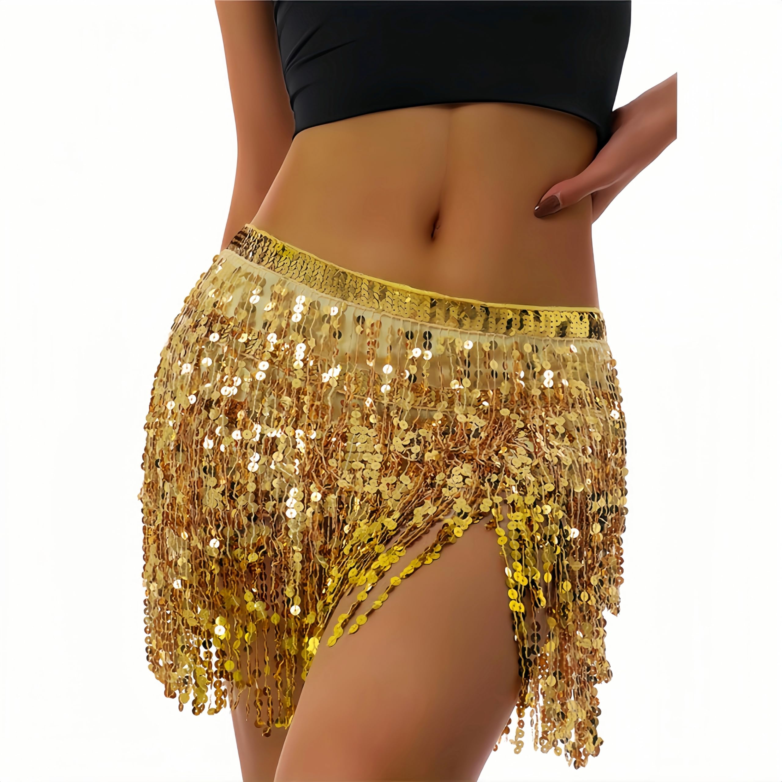 Achlibe Pailletten Minirock Damen - Glitzer Bauchtanzrock Für Festival & Party