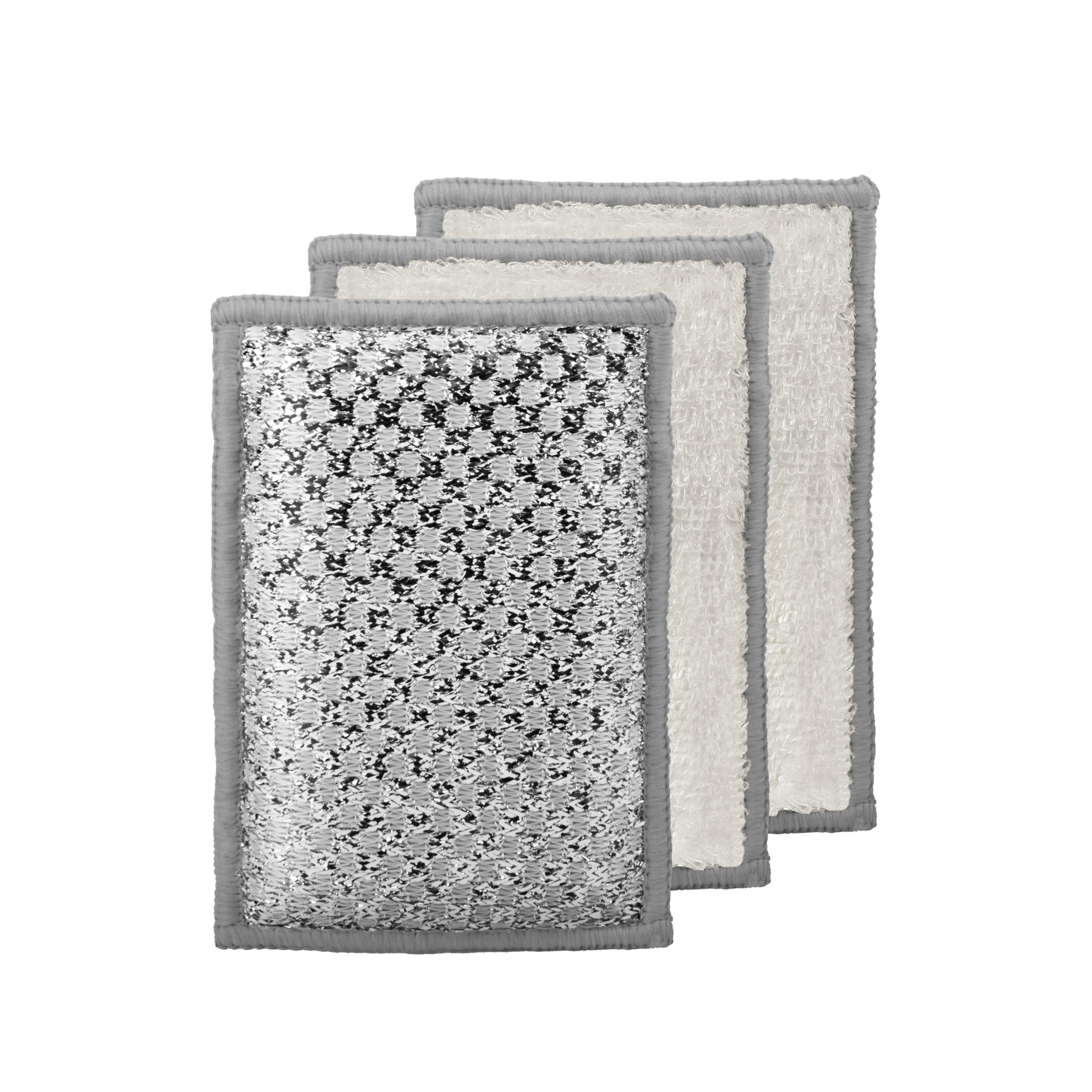OGGI Bambou Odor-Free Scrubbing Sponges - Natural Scrub Sponges for Dishes, 91% Bamboo-Derived Rayon Cellulose Fiber, Reusable, Absorbent, Durable Scrubbers, Non-Scratch, Washable - 3 pcs, 7x4
