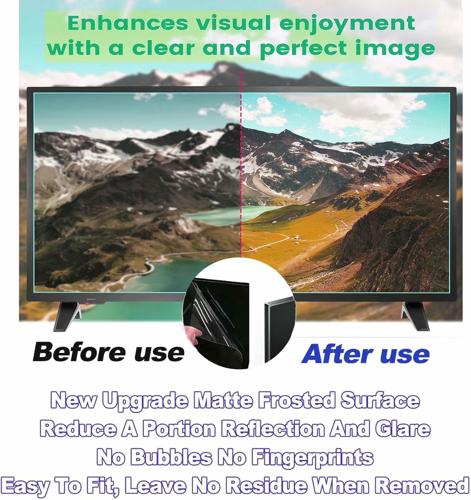 protezione per schermo TV, For 55 pollici, schermo anti luce blu, pellicola opaca Fiter