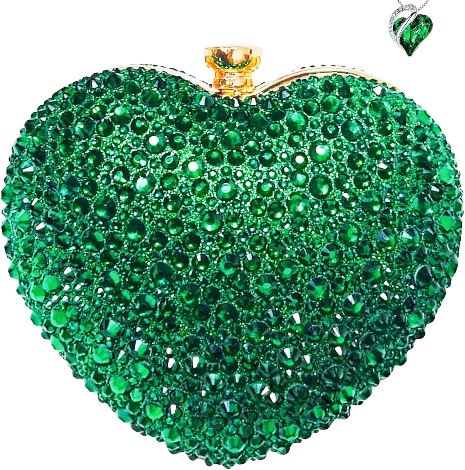 Mini Heart Rhinestone Purse - Wedding Clutch Bag for Dinner Party