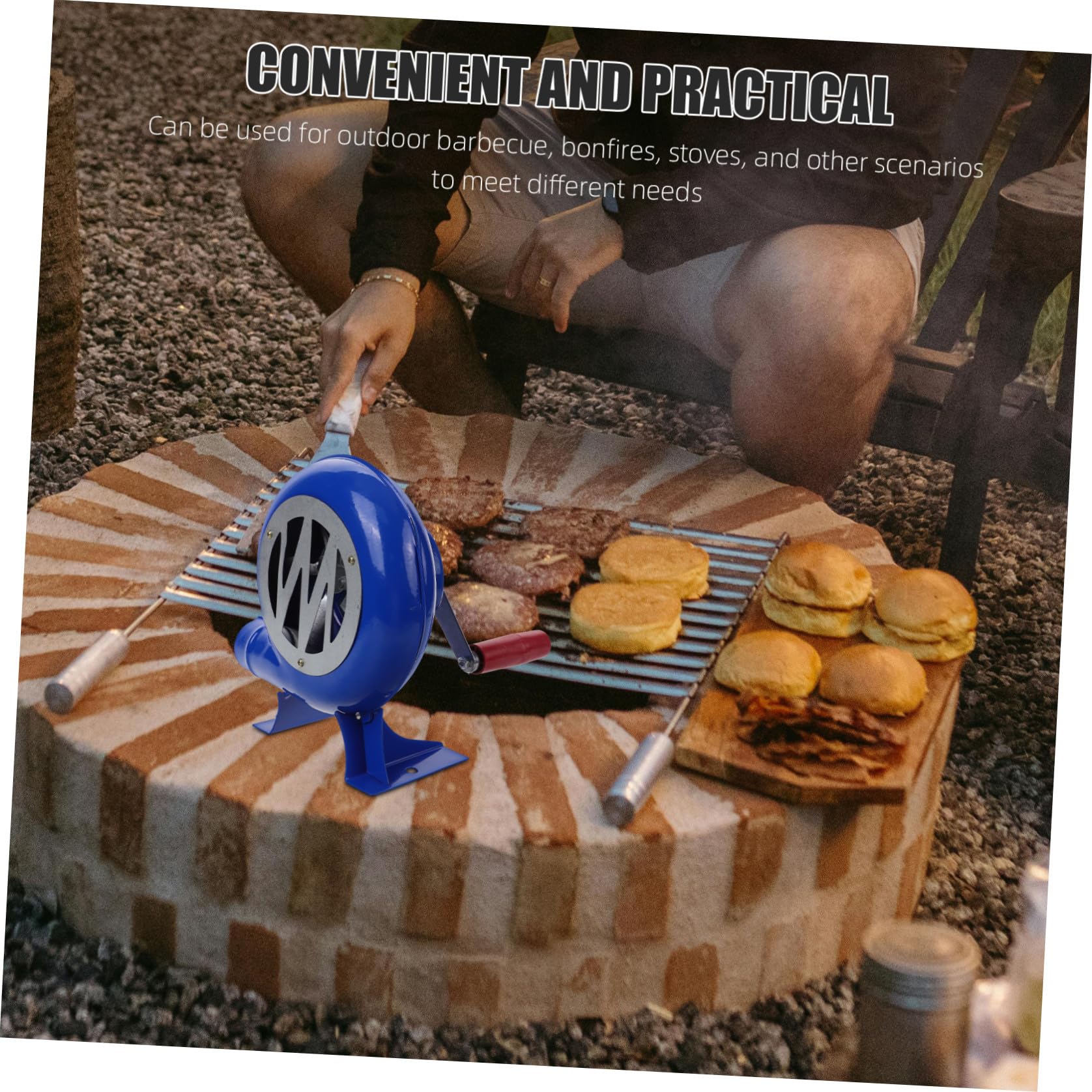 TOYANDONA Ventilatore Manuale per Barbecue e Soffiatore Portatile per Grigliate con Impugnatura Ergonomica per Esterno e Facile da Trasportare e Utilizzare