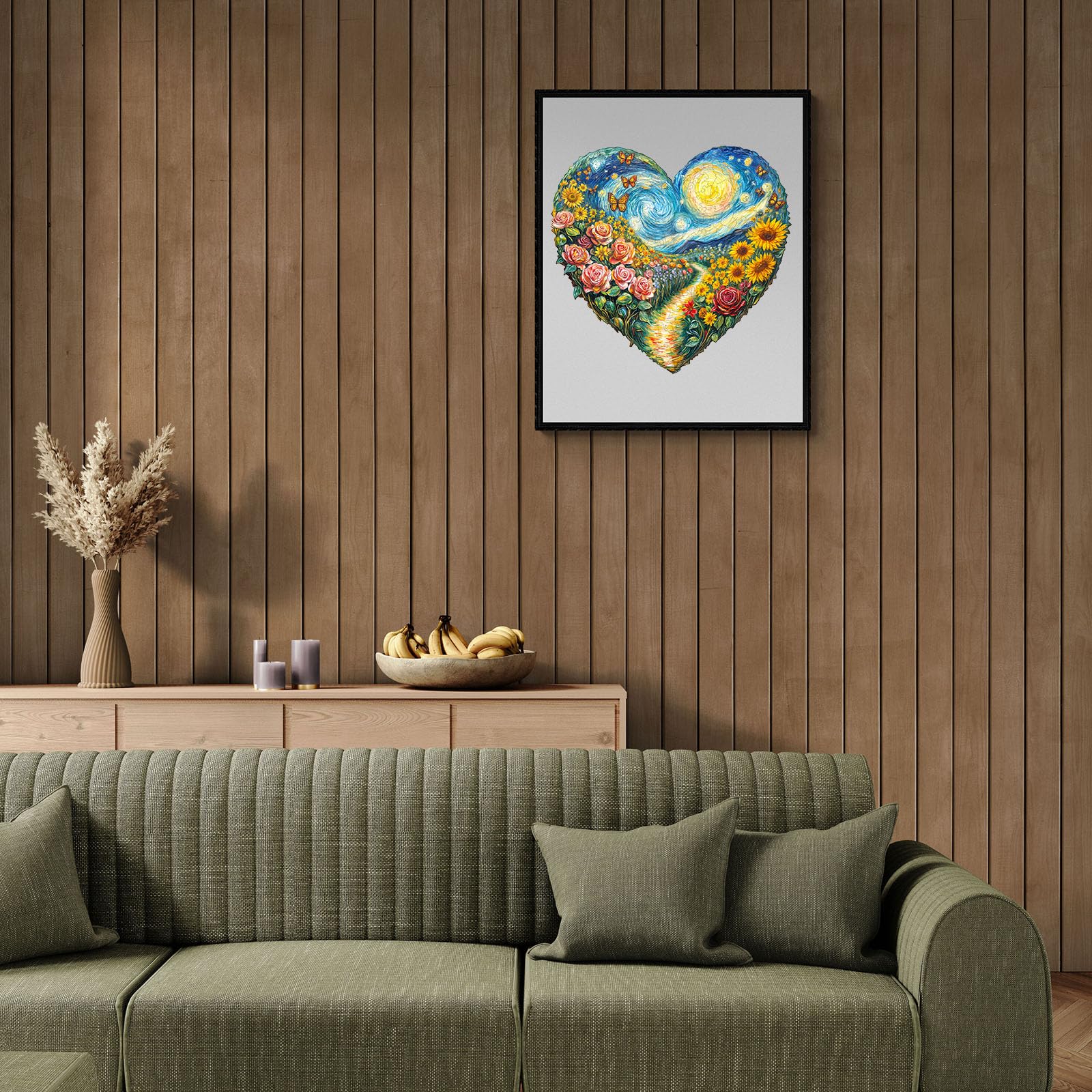 Puzzles en bois pour adultes – Puzzle en bois en forme de cœur – Puzzle unique en forme d'animal – Décoration écologique pour la maison et le bureau (M-29 x 28,7 cm)