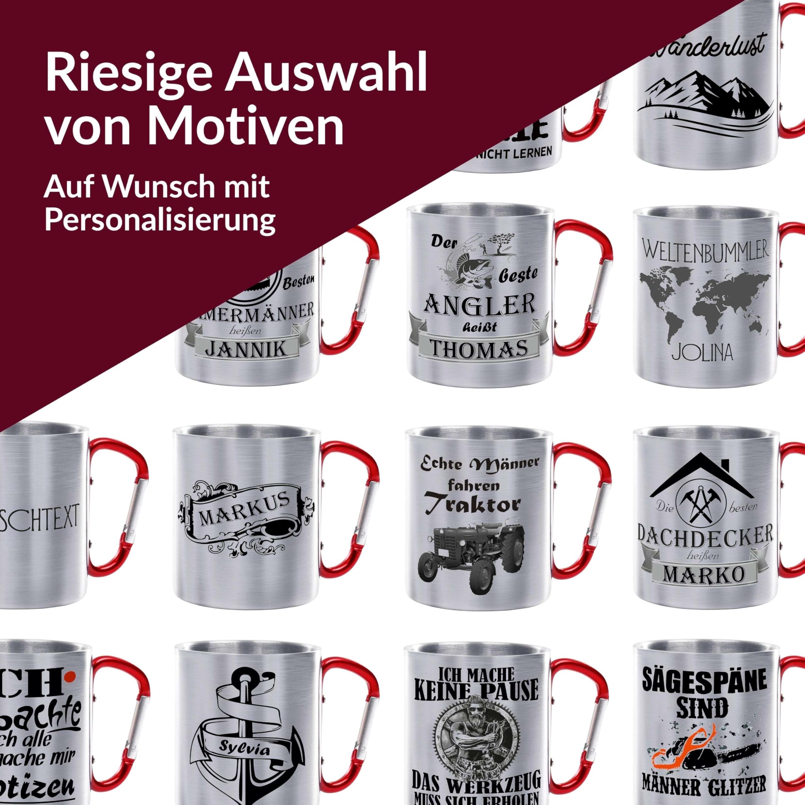 CreaLuxe Edelstahltasse "Moin Meister" Mit Karabiner (330 Ml) - Personalisierbar, Made In Germany
