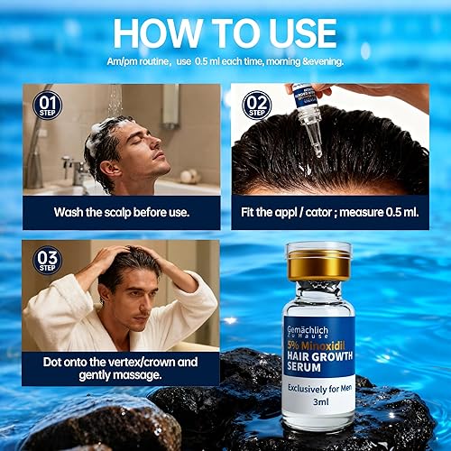 Miniatura 6 de 5% de minoxidil para el crecimiento del cabello con biotina, suero tópico extra fuerte con solución de minoxidil con romero y cafeína para