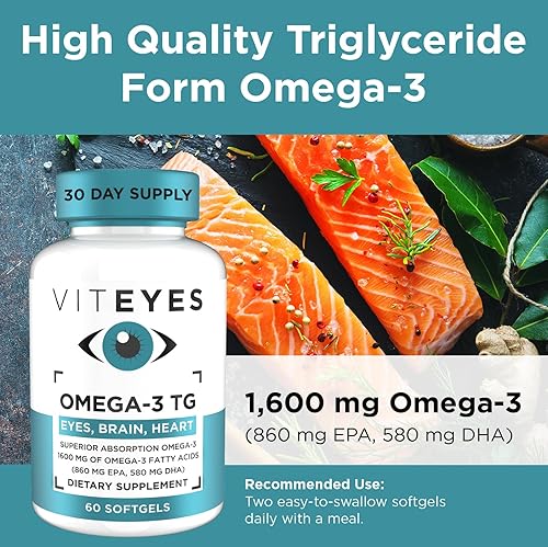 Miniatura 3 de Viteyes Classic Omega-3 TG Suplemento para la salud de los ojos y del corazón, fórmula natural de aceite de pescado de triglicéridos, 60