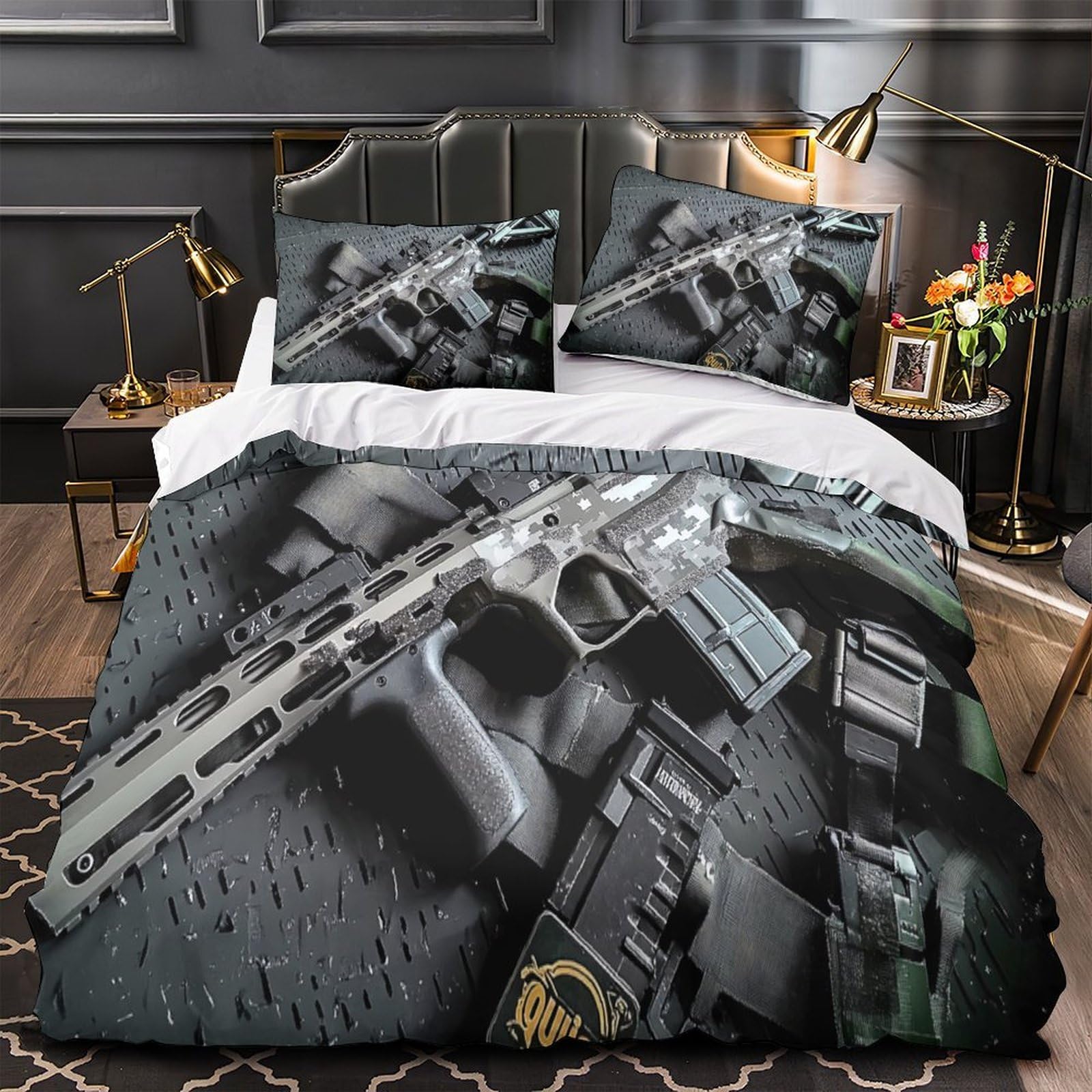Housse couette fusil air comprimé hypoallergénique pour ado sommeil doux
