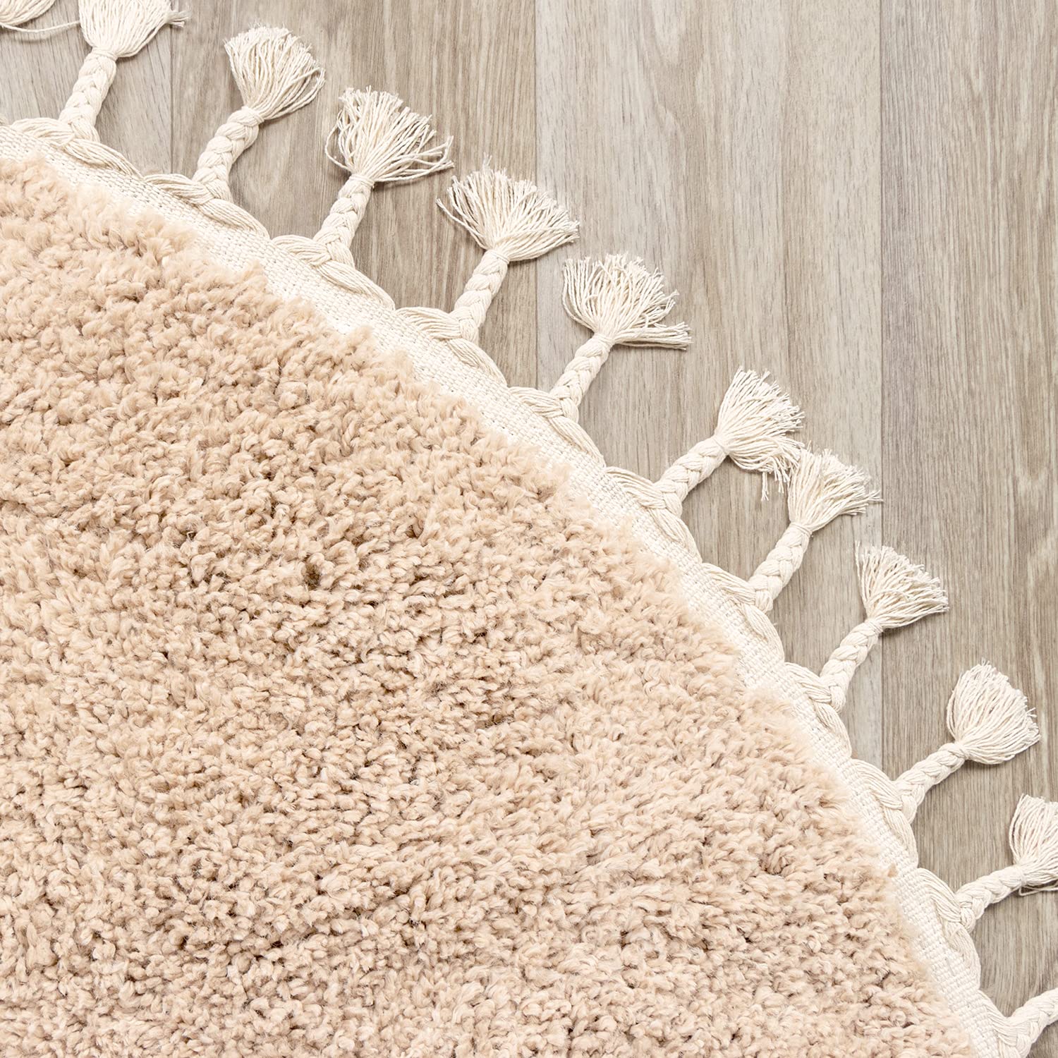 FRAAI | Home & Living Teppich Hochflor Rund - Lofty Fringe Beige - Ø 100 cm