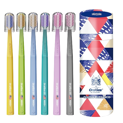 OralGos Escova de Dentes Premium Kit 6 unidades, Cerdas Ultra Macias, com Protetor de Cerdas, Design Colorido, Suave para Gengivas, Ideal para Presente e Uso Diário, Portátil Embalagem Luxo em Tubo OralGos Escova de Dentes Premium Kit 6 unidades, Cerdas Ultra Macias, com Protetor de Cerdas, Design Colorido, Suave para Gengivas, Ideal para Presente e Uso Diário, Portátil Embalagem Luxo em Tubo
