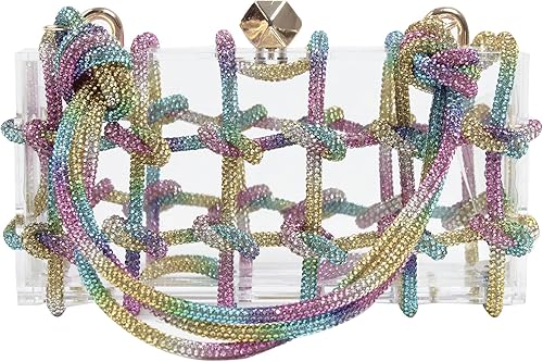 Miniatura 3 de Bolso de mano de diamante. Bolso de noche de diamantes de imitación. Bolso de acrílico de cuerpo duro. Regalo para ella. Bolso de cuerda brillante