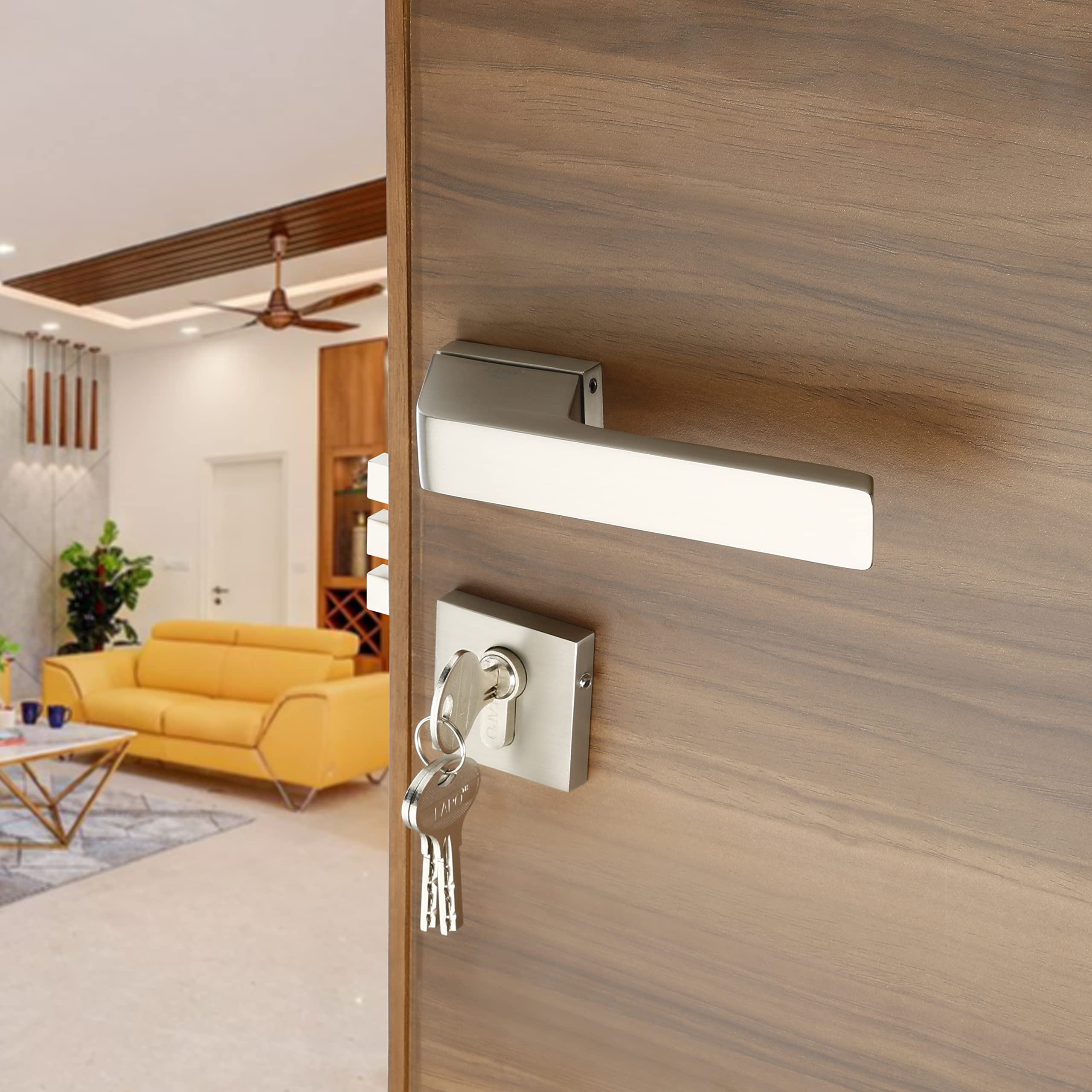 LAPO Mortise Door Lock for Home Main Door & Bedroom with Handle | Heavy-Duty 70mm Cylinder | Left-Right Fit 30-50mm Door Home Office Hotel | 3 Brass Keys | 50x85mm Body | Matt Finish | Ro-154 — Amazon image 6