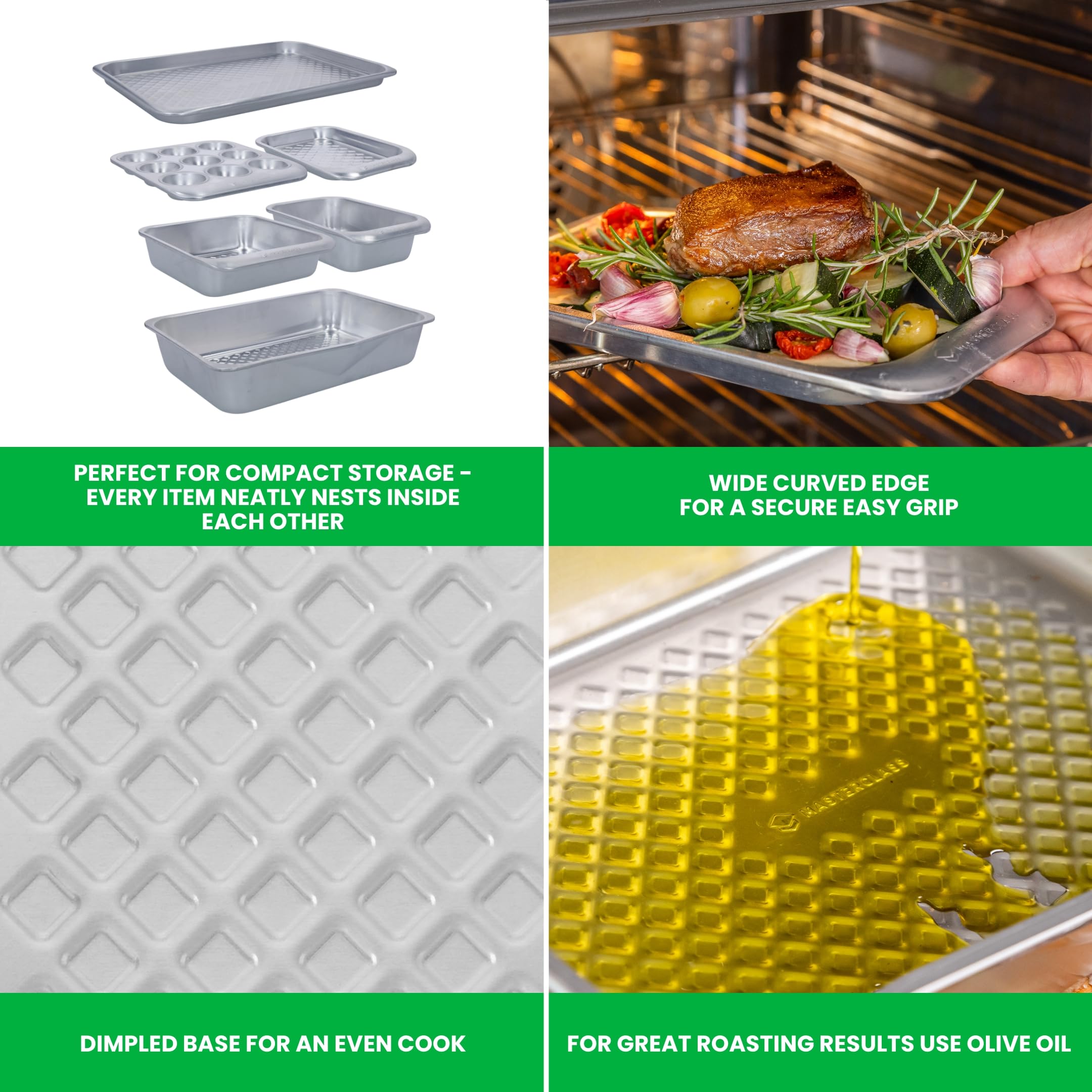 MasterClass Recycled Aluminum Small Baking Tray, Oven Baking Tray, 24 x 15cm, Stackable Bakeware, Silver, Größe Unica - Image 4