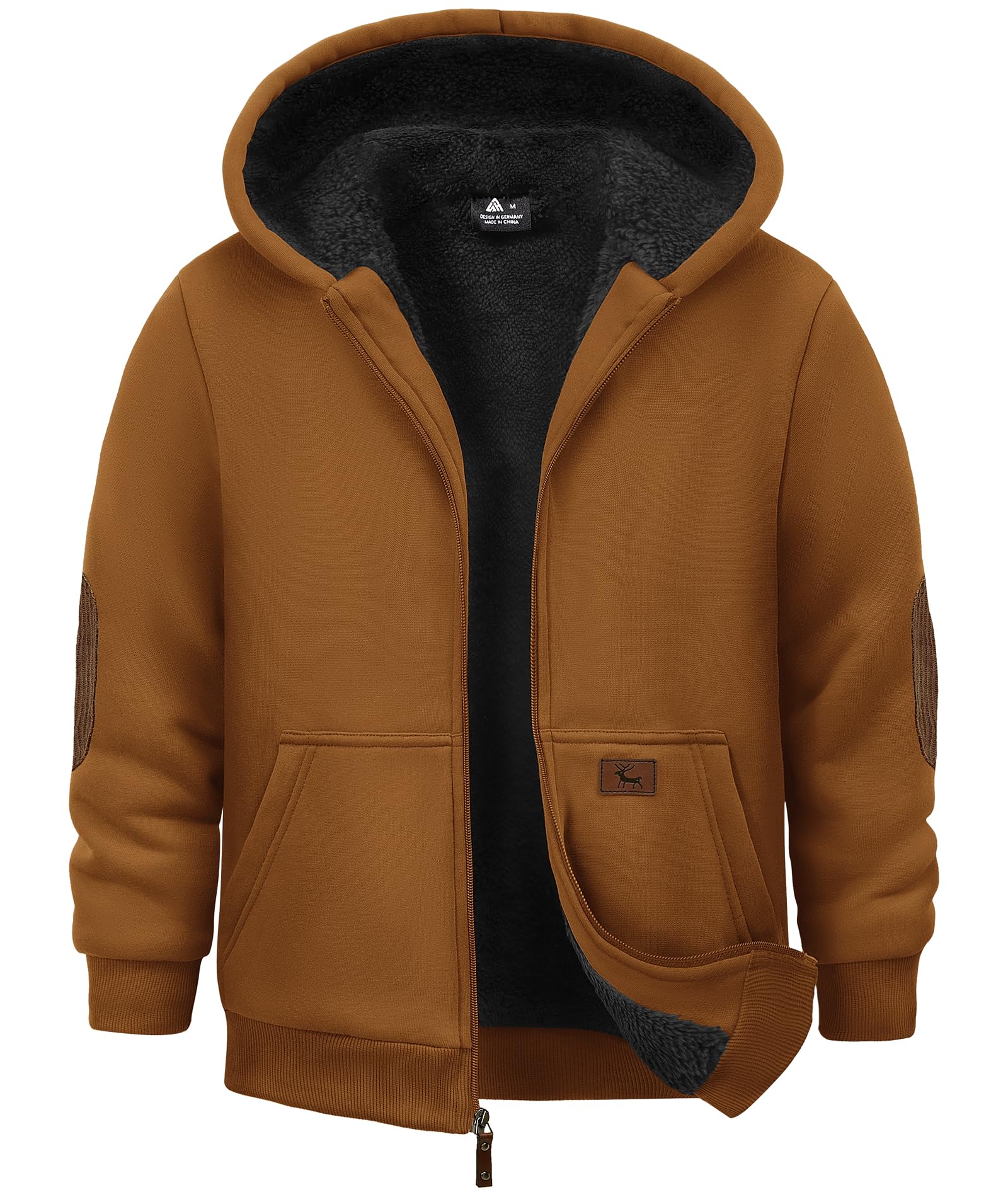 JACKETOWN Jungen Sweatjacke Gefüttert Kinder Hoodie Sweatshirt Kapuzenpullover Fleecejacke mit Kapuze Langarm Warme Winterjacke Classic Pullover mit Reißverschluss