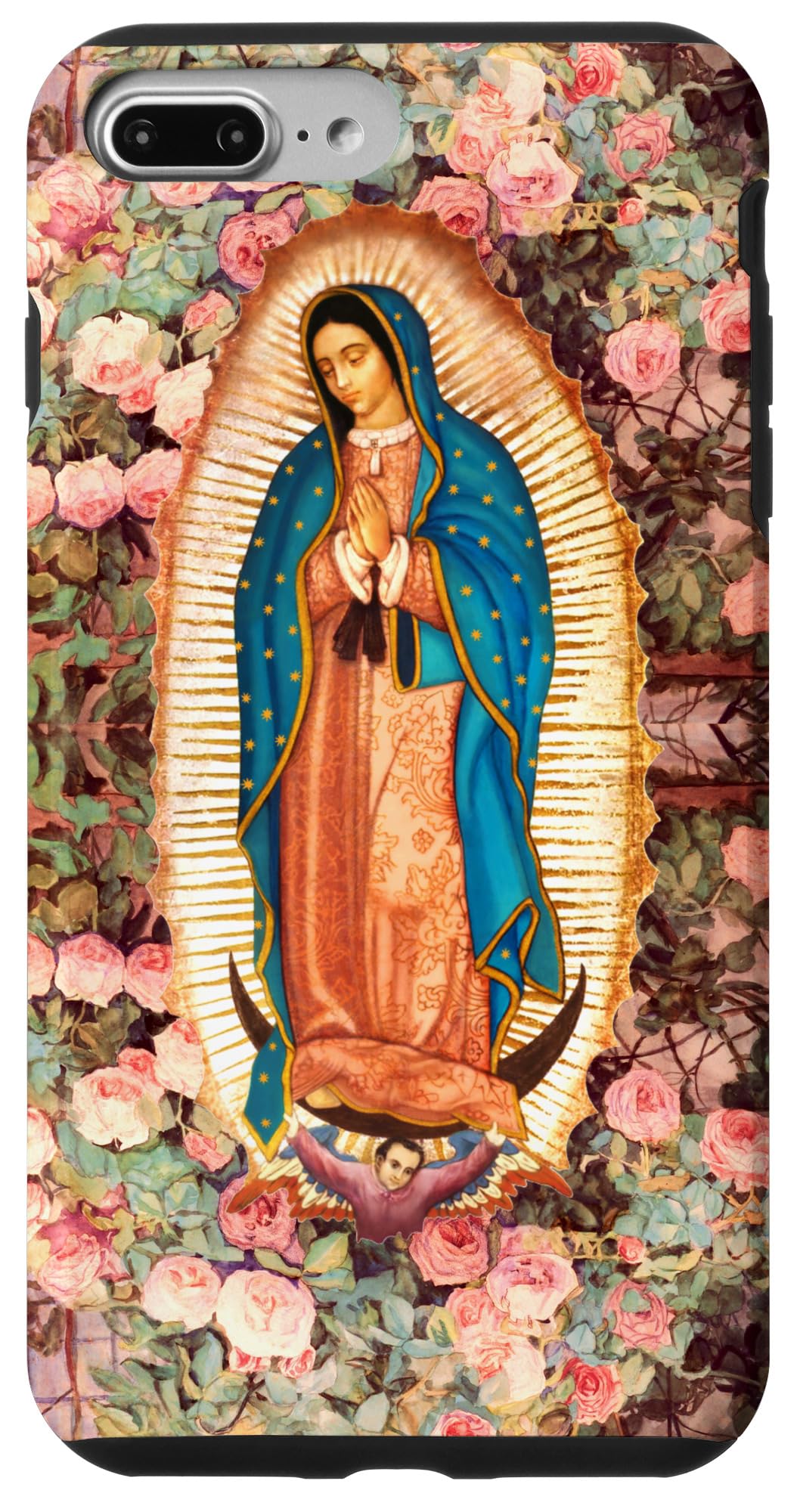 Lady of Guadalupe Pink Flowers Catholic Virgin Mary Case for iPhone 7 Plus/8 Plus